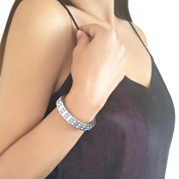 MORELLATO Stretch Stainless Steel Blue & White Sparkle Bracelet - Picture 1 of 13